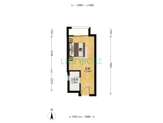 碧桂园摩卡 1室0厅1卫 33平方