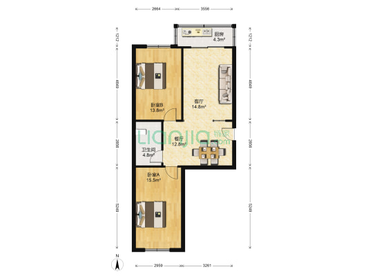 富华小区(河东) 2室2厅1卫 80平方
