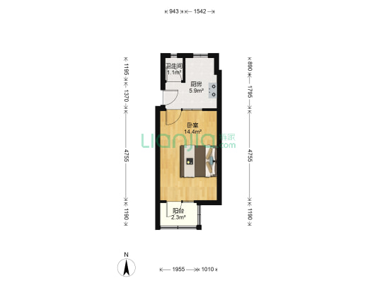北仑里 1室0厅1卫 33平方