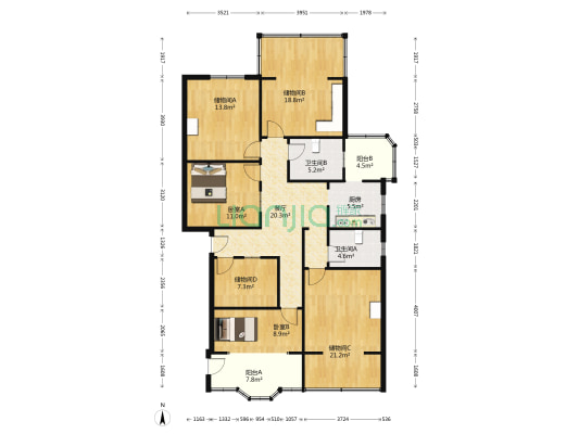 祥和里188号 2室1厅2卫 139平方