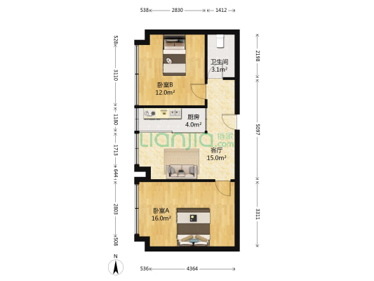南空花园小区 2室1厅1卫 63平方