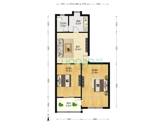 白衣庵巷 2室1厅1卫 79平方