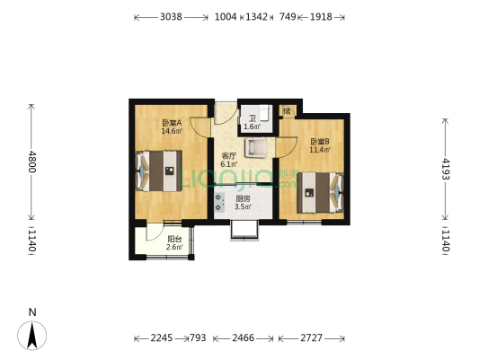 新建巷小区 2室1厅1卫 51平方