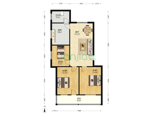 淳东路37号院 3室1厅1卫 106平方
