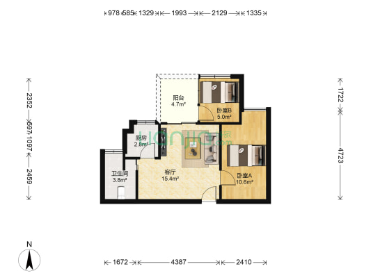 城南雅筑 2室1厅1卫 52平方