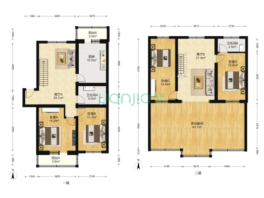 晓月苑三里 5室2厅2卫 151平方