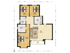 高铁新干线 3室1厅 南 北-涿州高铁新干线户型图
