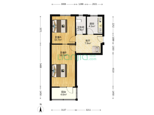 货站街77号 2室1厅1卫 59平方