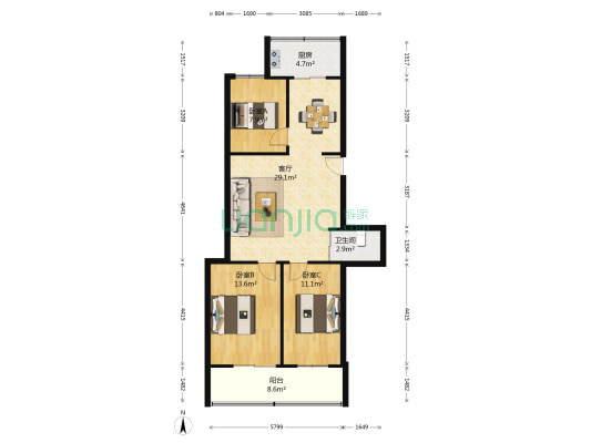 永业小区西区 3室1厅1卫 87平方