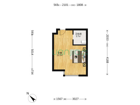 富力星光里 1室0厅1卫 40平方