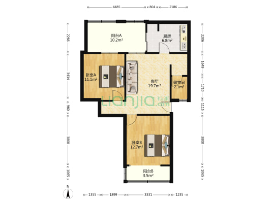 京广北路35号院 2室1厅0卫 80平方