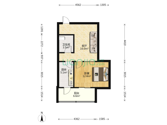 东方楼 1室1厅1卫 54平方