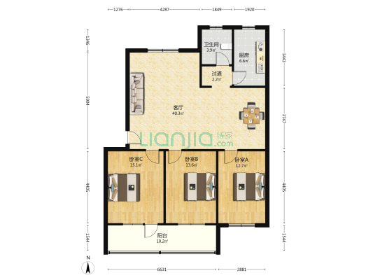 煤机小区 3室1厅1卫 119平方
