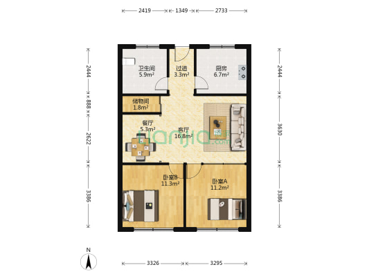 金日商业街 2室2厅1卫 82平方