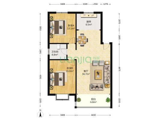 万柳公寓A区 2室1厅1卫 100平方