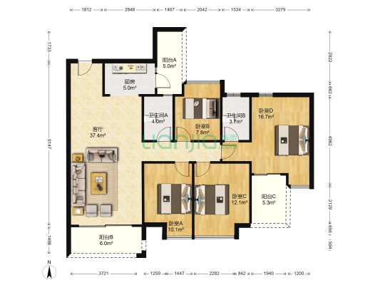 誉基誉憬湾 4室1厅2卫 130平方