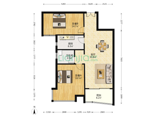 嘉利豪园 2室1厅1卫 96平方