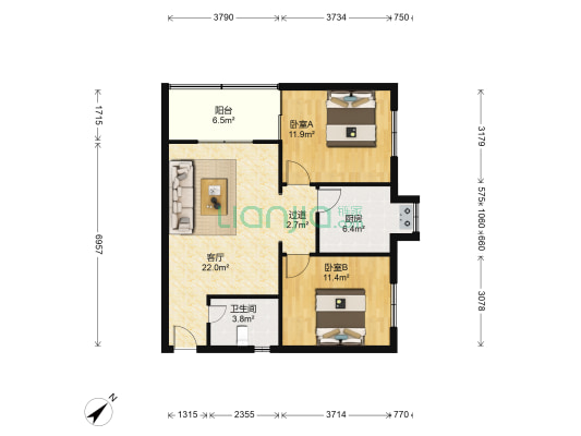 软件学院小区 2室1厅1卫 76平方