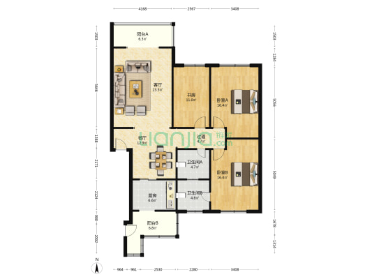 川锅科技园 3室2厅2卫 129平方