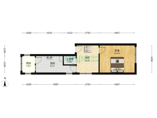花卉小区 1室1厅1卫 51平方