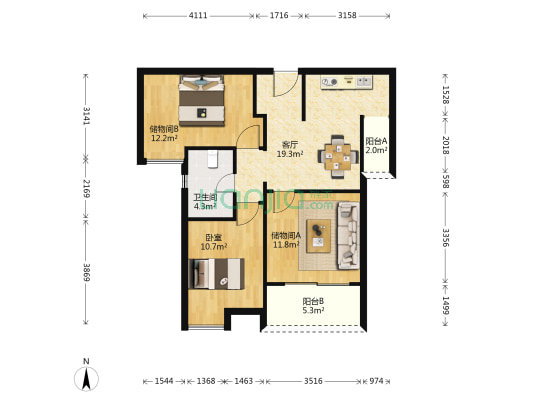 海伦堡珍珠湾花园 1室1厅1卫 82平方