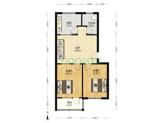 啤酒厂宿舍区 2室1厅1卫 75平方