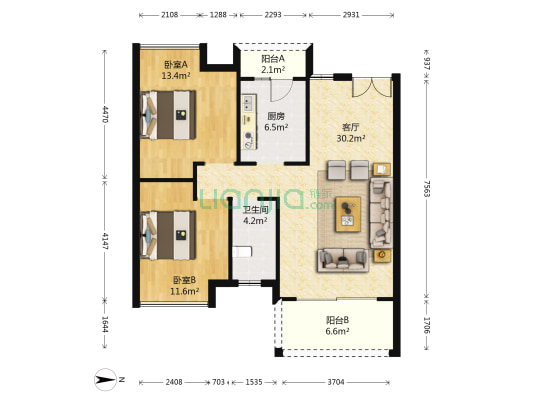 堰山和畔三期 2室1厅1卫 86平方