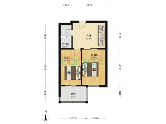环南小区 2室1厅1卫 54平方