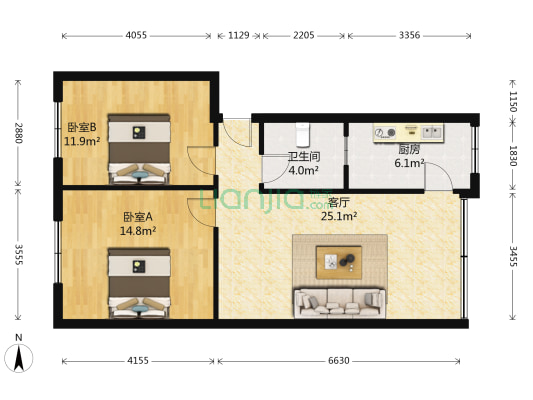 西河路148号 2室1厅1卫 70平方