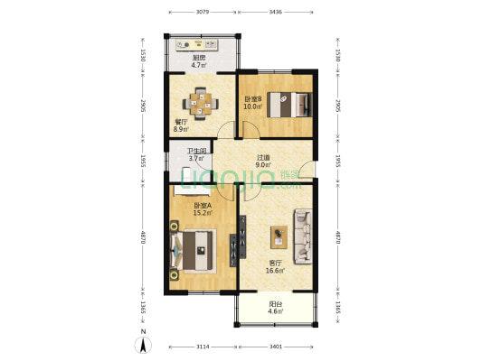 西光三十五街坊 2室2厅1卫 76平方
