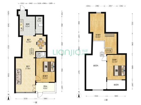 橡胶宿舍 3室2厅2卫 59平方