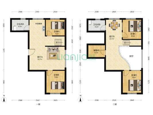双子雅苑 4室2厅2卫 77平方