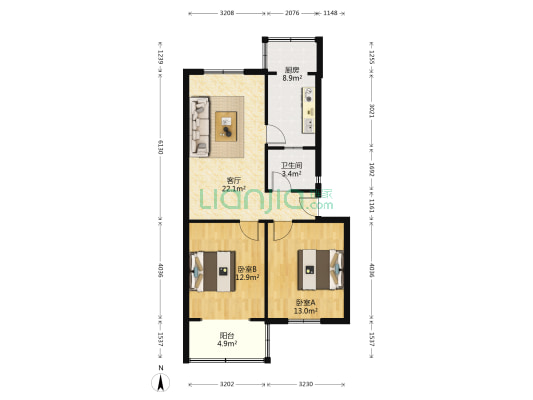 金光苑小区 2室1厅1卫 84平方