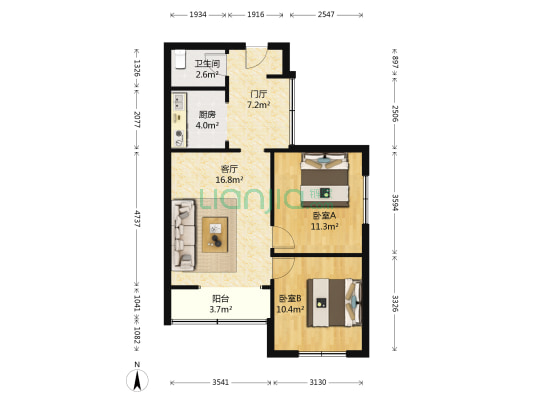 航天大院 2室1厅1卫 66平方