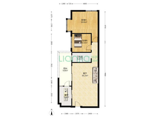 清溪商会大厦 2室1厅1卫 94平方