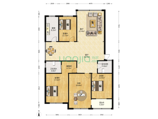 曙光花园(后城里街) 4室2厅2卫 165平方