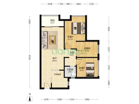 德信禹洲·曦悦 2室1厅1卫 79平方