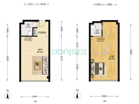 壹都文化广场 1室1厅2卫 55平方