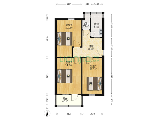 裕华楼 3室0厅1卫 70平方