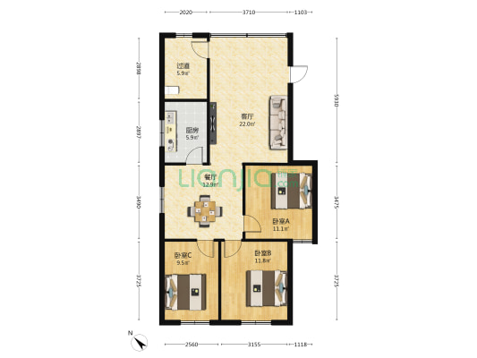 中保新村 3室2厅0卫 93平方