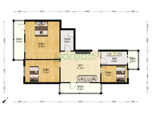 文政新区 3室1厅1卫 108平方