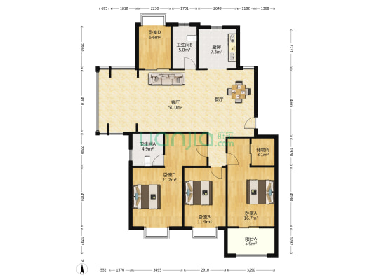 未来海岸 4室1厅2卫 145平方