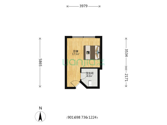 嘉盛EA财智中心 1室0厅1卫 34平方