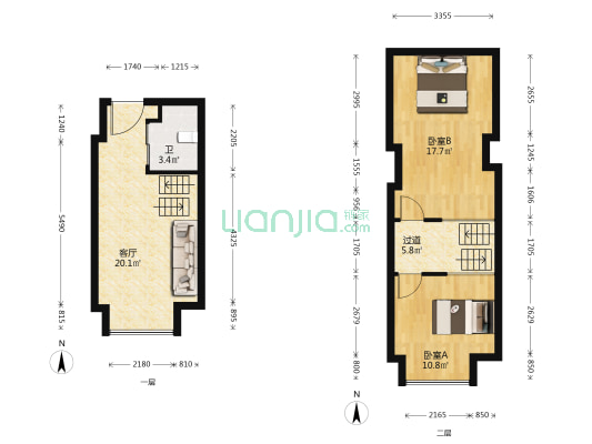 兴港正商·宇航铭筑 2室1厅1卫 45平方
