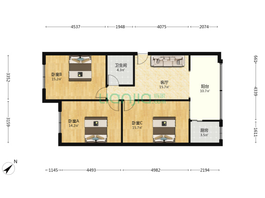 包家巷8号 3室1厅1卫 96平方