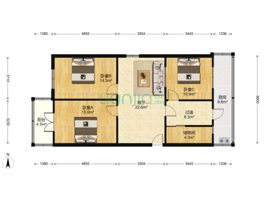 水文小区 3室1厅0卫 106平方