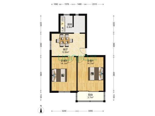 新城东苑 2室1厅0卫 64平方