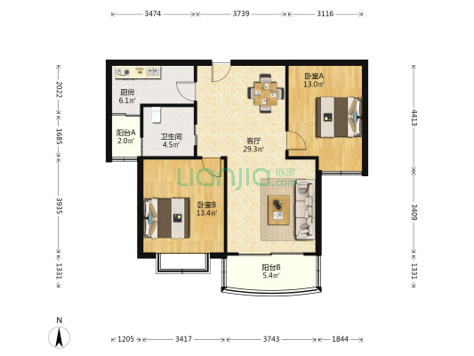 宝宸怡秀园 2室1厅1卫 99平方
