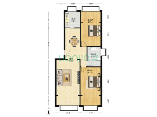 西固区人民法院家属院 2室1厅1卫 84平方