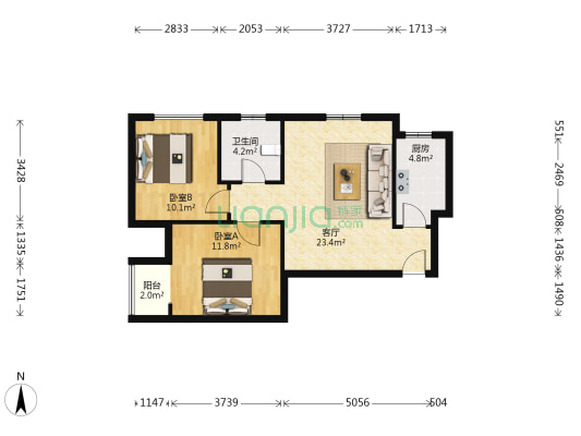珑月湾 2室1厅1卫 81平方